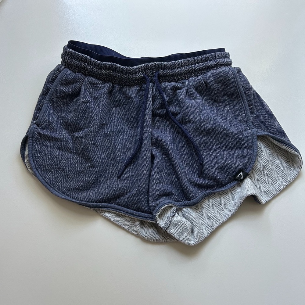 Gymshark Blue Heather Dual Band Shorts in Size Small